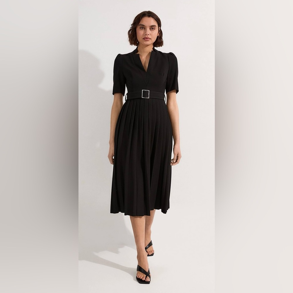 Karen Millen Black Belted Midi Dress  NWT